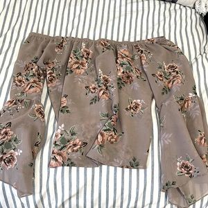 Charlotte Russe, purple, blouse, see through, flared sleeves